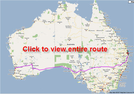 Map of trip - Perth to Paradise