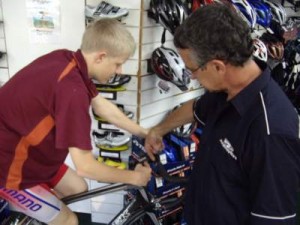 roger-jack Jack Sinclair gets fitted for bike