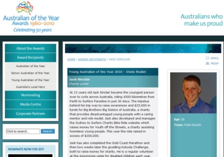 Jack Sinclair Jack Sinclair - Finalist 2010 Young Australian of the Year (QLD)